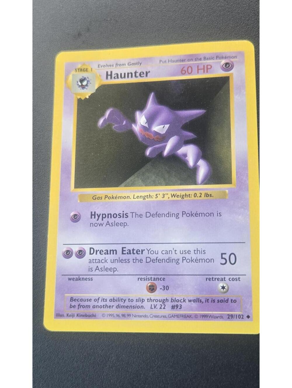 Haunter Stage 1 Pokemon Card 60 HP Shadowless